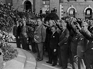 Supporting image for story: No, your eyes are not deceiving you - that really is the Nazi salute being given to Wolverhampton’s war dead at the city’s war memorial