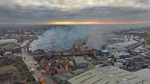 Smoke still pouring from the site