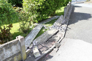 The damaged wall Mr Stocking was thrown against