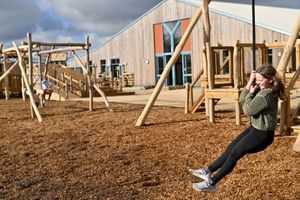 The outdoor play area at Hockerhill Adventure Playbarn
