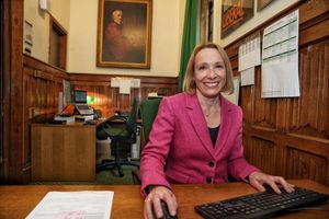 Helen Morgan in her new office in Westminster