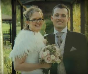 Dom pictured with wife Becky on their wedding day