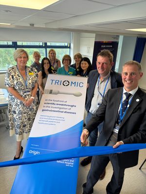 At the opening of the clinic rooms earlier this year were Jo Williams - Group Chief Executive of SaTH, Hugo Lywood - Chief Executive of Origin Sciences, and Jon Lacy-Colson. They were joined by other members of the research team.