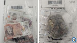 A large quantity of cash and drugs were seized by police. Photo: West Midlands Police
