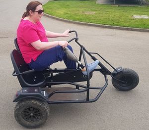 Sarah having fun karting