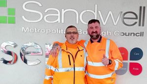 Kevin Marriott (left) and Steve Whitehouse (right) were on their bin round on Tuesday morning when the fire broke out. Picture: West Midlands Fire Service