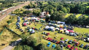 An aerial view of a previous Huddlesford Heritage Gathering