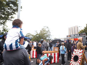 Supporters enjoy the fan zone outside The Hawthorns on the stadium's 125th anniversary match against Derby. (Photo by Adam Fradgley/West Bromwich Albion FC via Getty Images)