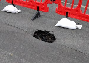 Another hole was fenced off in Church Stretton