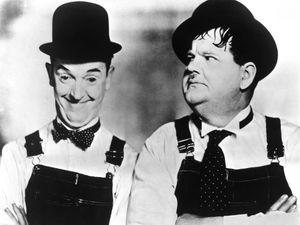 Supporting image for story: Couple devastated after life-sized Laurel and Hardy statues stolen