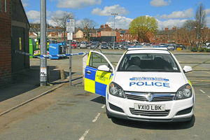 A police car at the scene of the attack in April