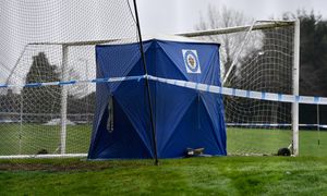 The scene at Smestow Academy, Wolverhampton, after a body was found on the school grounds.