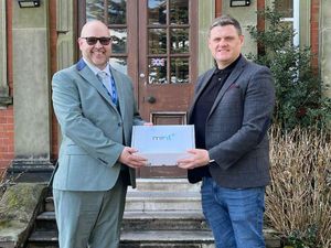 Maple Hayes Headteacher David Lowe with Jason Bisseker, Operations and Product Director at Fonua UK who has donated iPads to the school