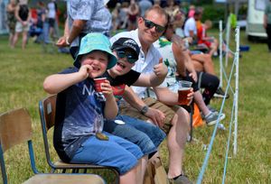 The 100th Wistanswick Village fete. James Danks with Tom Danks, aged six, and Oliver Danks, aged eight