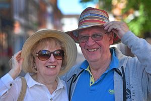 Its definitely 'hat enough' Pete and Olwen Hornby from Stafford, who were caught enjoying the rising temperatures