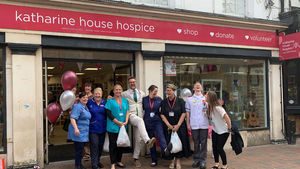 Katharine House Hospice staff with Charles Hanson at the opening of the new shop