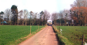 The approach road to Kynnersley House Farm