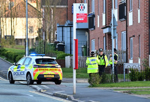 Police in Dudley Street, Bilston, where there has been a bomb scare