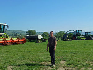 Pete Jones with some of the machinery that will be going under the hammer at Glebe Farm, Lydham on May 10.
