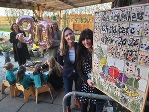 Nursery manager, Angie Wright and Linda Harris (Business Development Manager at Apley Estates) with Louise Pollock (Exec Asst at Apley Estates) and Nursery staff member, Georgie Stanton