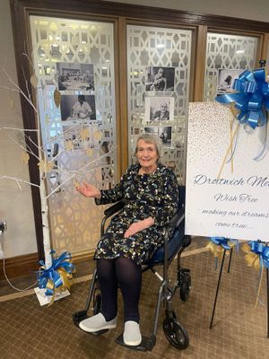 Christine Smith with the Wishing Tree at Droitwich Mews Care Home.