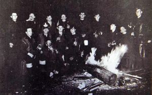 Bernard Benson in Germany on VE Day, he is top row 6th from left