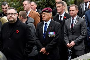 The military funeral of Northern Ireland veteran Luke Smith, at St Michael's and All Angels Church, Penkridge.