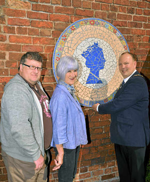 Kevin Gibson, Jo Davis and Mayor of Oswestry Chris Schofield