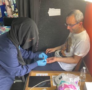 Local Democracy Reporter Gurdip Thandi undergoing an NHS health check. 