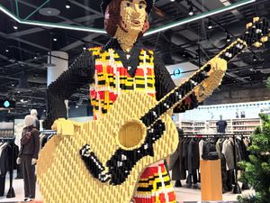 The vivid representation of Noddy Holder, even down to the mutton chop hair, is set up at Selfridges in the Bullring. Photo: Bullring & Grand Central Birmingham