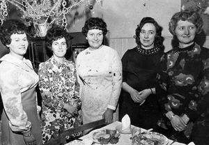 Members of St Leonard's Ladies Group, Bridgnorth. This picture is from an album in the possession of Mrs Pat Yates, secretary of Bridgnorth Ladies Group, which folded in December 2018. The picture is undated but believed to be taken in 1986. The group began as St Leonard's Young Wives in November 1949, and later the name was changed to St Leonard's Ladies Group, and in 2017 was changed to Bridgnorth Ladies Group. Mrs Edna Lewis, one of the longest serving members, identified those on the picture as, from left: Gwen Head, unknown, Joan Holden, herself Edna Lewis, and Kath Childs. 