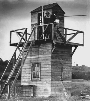 Control tower in June 1910 built for the All British Flying Meeting at Dunstall Park 