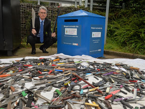 Supporting image for story: Brierley Hill retailer hands over more than 100 knives to police as part of weapon surrender scheme