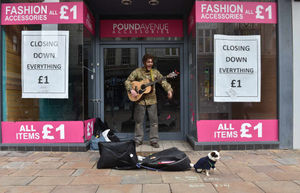 Ash Cooper, aged 26, busking in Wolverhampton city centre