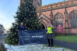 Left to right – Emma Hodgkinson, Bloor Homes Sales Advisor at Hutchison Gate with Newport Town Clerk Joanne Reay at the Christmas Lights switch on