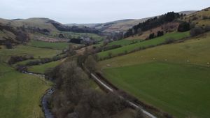 Police used a drone to get a bird's eye view of the Glyn Ceiriog area 