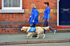 Parsnip the dog with Jess Jarvis and Susie Bell