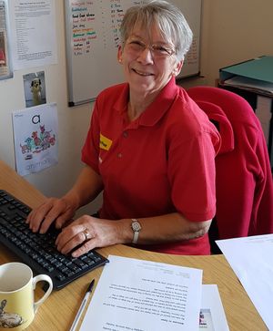 Helping out with administrative tasks, June Hall helps Dogs Trust Shrewsbury run smoothly