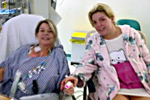 Mother and daughter support each other in hospital