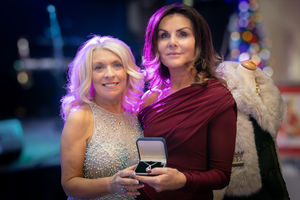 Sue Cressman and the winner of a diamond pendant Cath Freshwater. Photo by Visually Virtual Photography.
