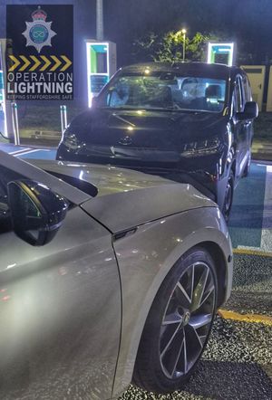 Staffordshire Police stopped the stolen vehicle at Stafford Services before arresting the driver