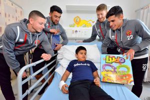 Bilal Ali, 5, from Birchills with Dan Vann, Maz Kouhyar, Mark Gillespie and Jordan Sangha