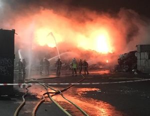 The scrap yard blaze. Photo: @tiptonfire