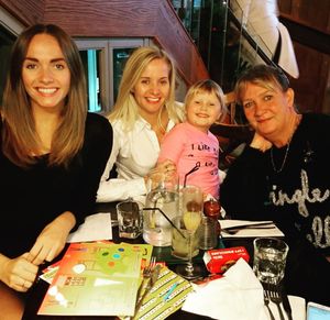 Alice Bailey and Samantha Bailey with their mother, Katherine Bailey