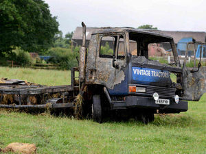 Supporting image for story: Blaze to 100 straw bales being towed by lorry near Ellesmere
