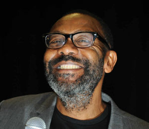 Sir Lenny Henry during his time talking to pupils at Shenley Academy in Birmingham