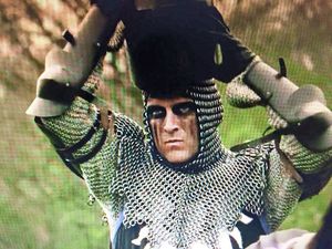 Justin Pearson as Black Knight, one of many stunt double roles he has taken on