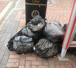 Rubbish dumped at the bus stop on Dudley Road, Blakenhall. Photo: Manisha Patel