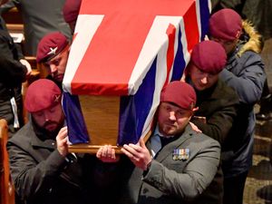 Supporting image for story: 'Fearless, tough and gentle": Staffordshire village honours paratrooper, 41, with military funeral after his proud service in Northern Ireland and Iraq