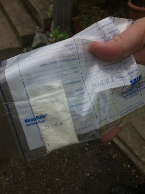 A powdered class B substance found inside the property